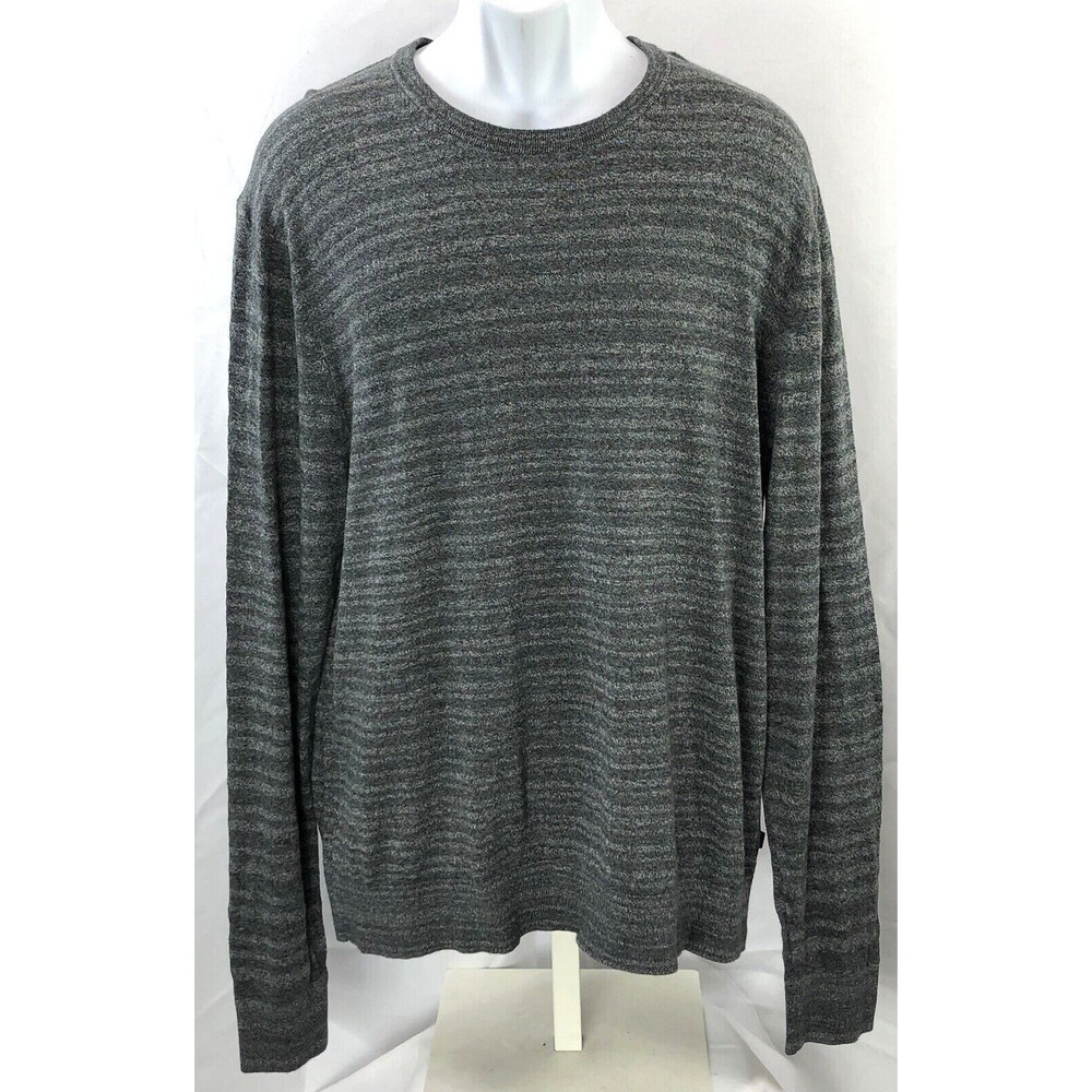 Michael Kors lt cotton knit sweater pullover XL gray stripe long sleeve classic